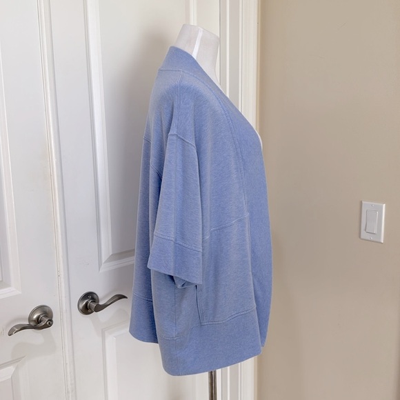 Athleta Lotus Wrap Textured Cardigan Heather Blue Open Front Sweater Size S/M - Picture 5 of 9